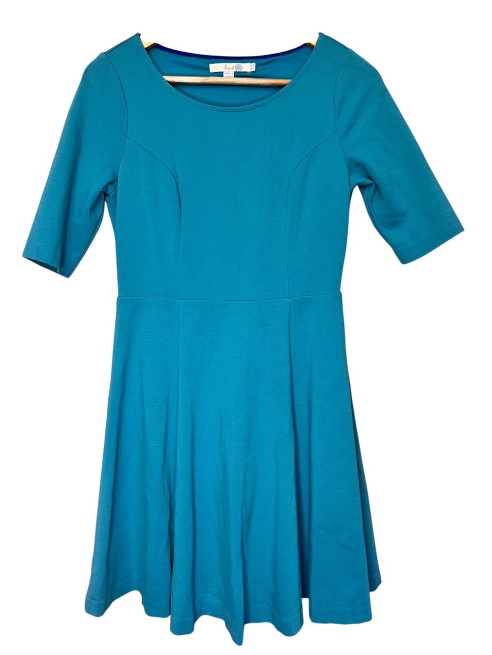 Boden Turquoise Teal Fit & Flare Skater Dress 6P Petite Preppy Cottagecore
